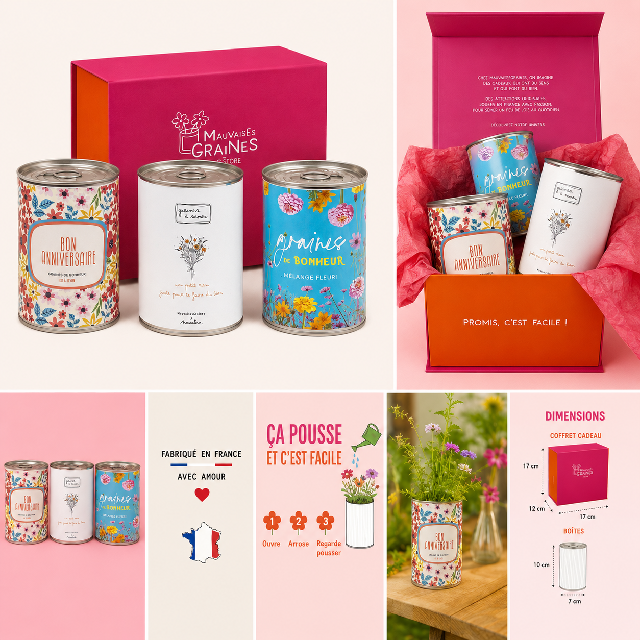 Coffret cadeau MauvaisesGraines – 3 kits à semer