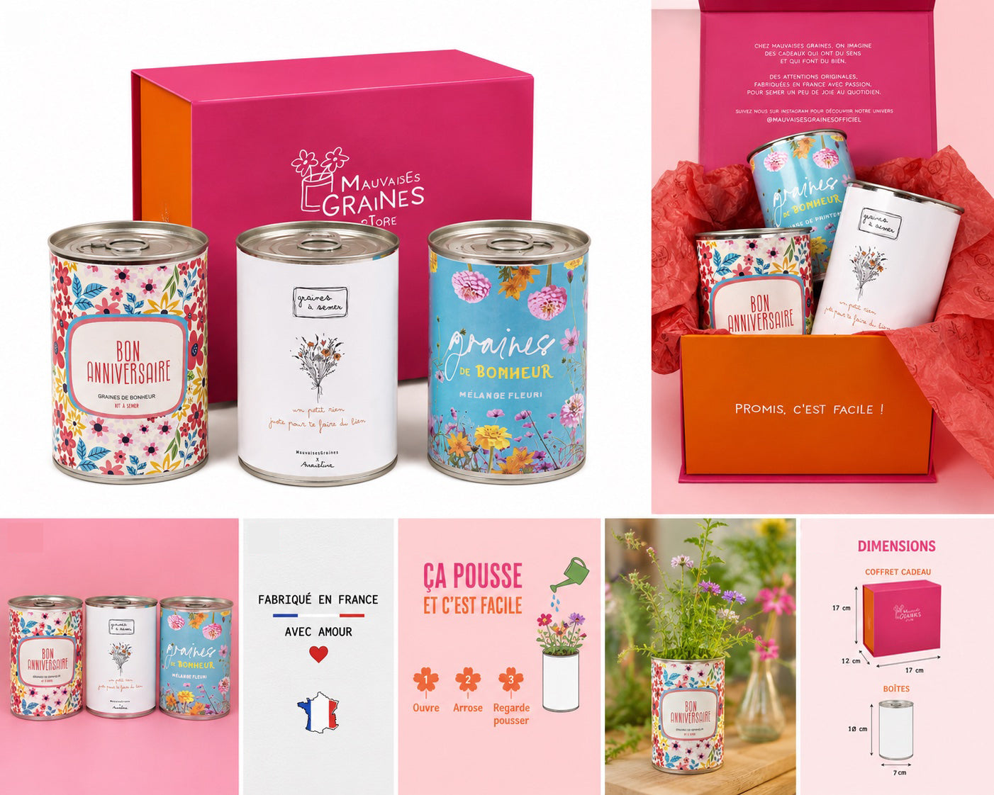 Coffret cadeau MauvaisesGraines – 3 kits à semer