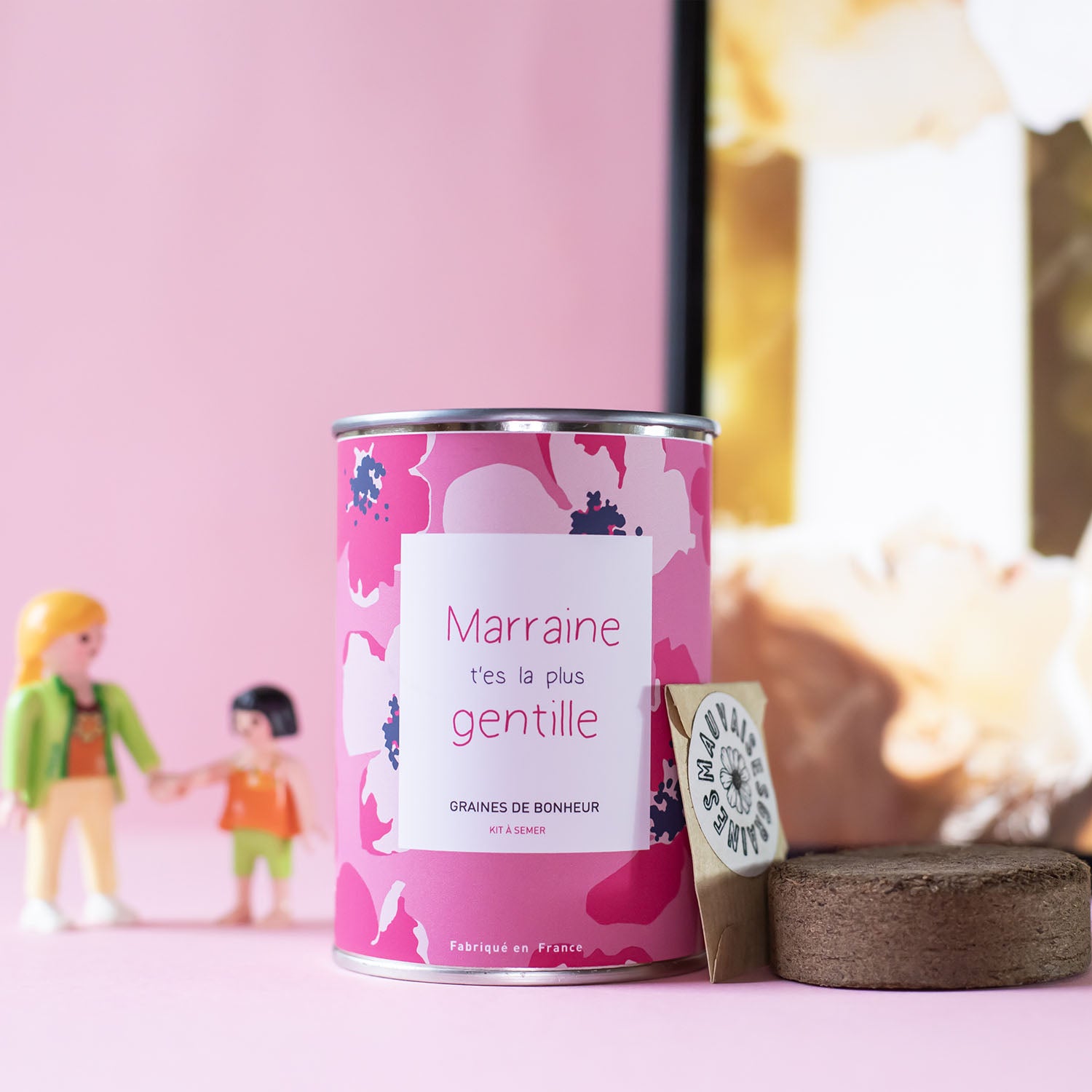Kit à semer "Marraine t'es la plus gentille" fabriqué en France