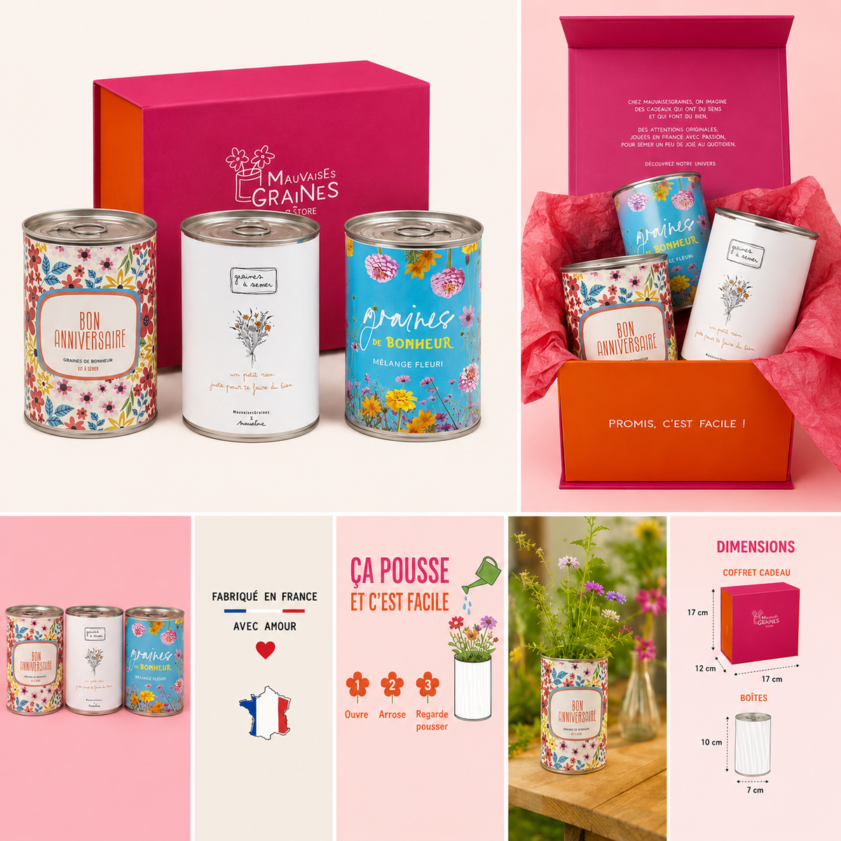 Coffret cadeau MauvaisesGraines – 3 kits à semer
