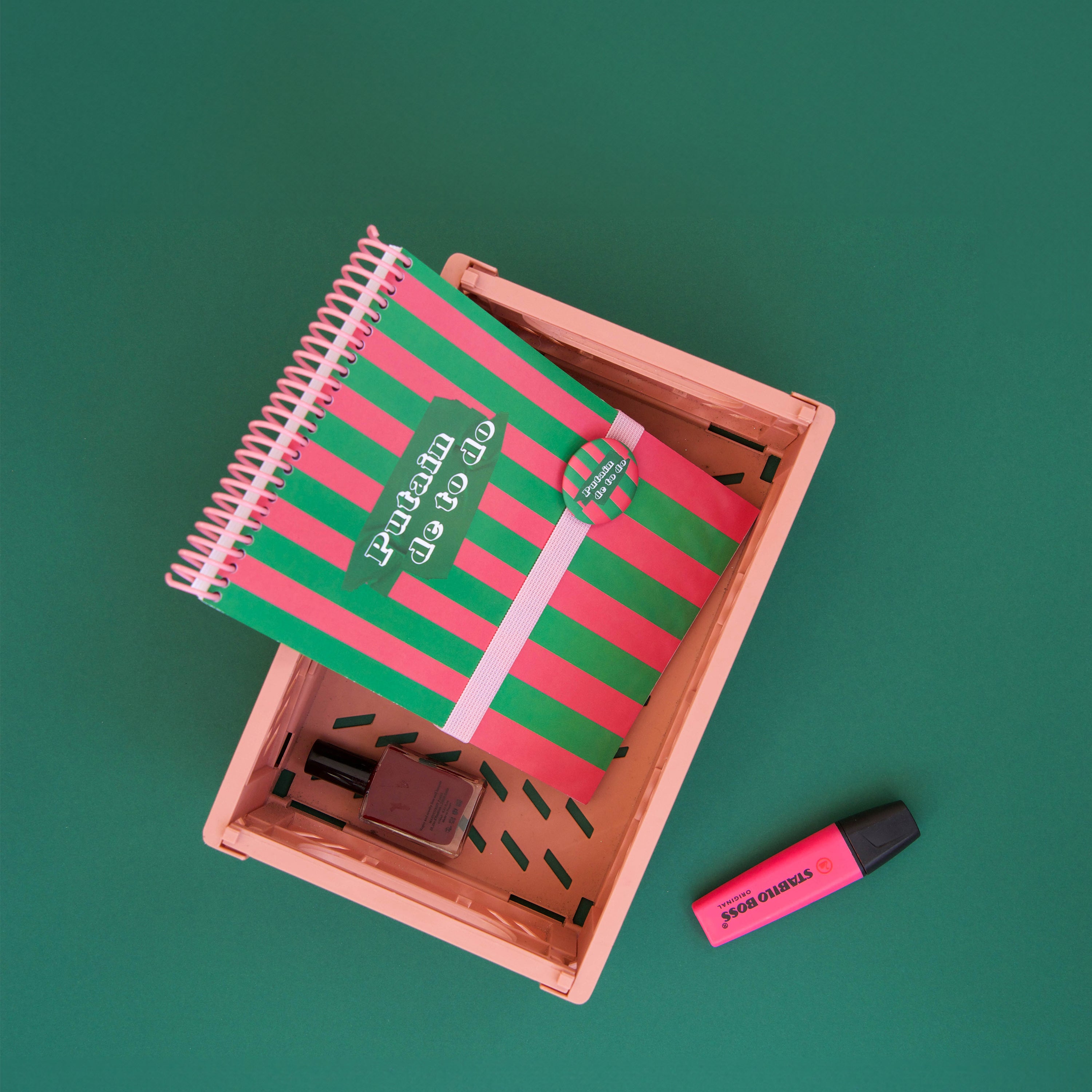 Carnet "PUTAIN DE TO DO" -A5-Badge inclus MauvaisesGraines