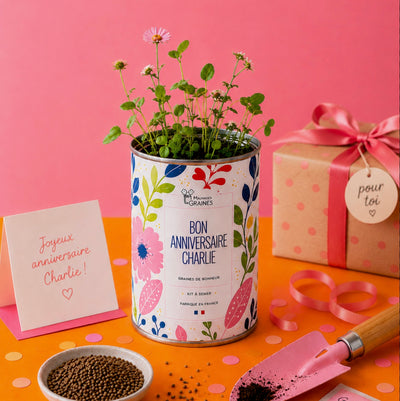 Bon anniversaire [Prénom ou surnom] – Kit à semer personnalisé
