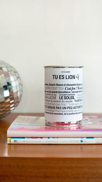 Kit à semer Lion Mauvaises Graines, idée cadeau astrologique en collaboration avec Tout est Dit