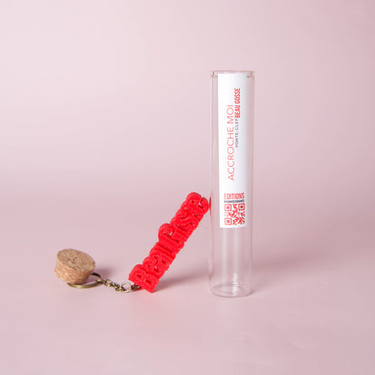 Porte-clés original en tube à essai avec message « Beau Gosse », création Mauvaises Graines. Idée cadeau fun, fabriquée en France, à offrir pour toutes les occasions.
